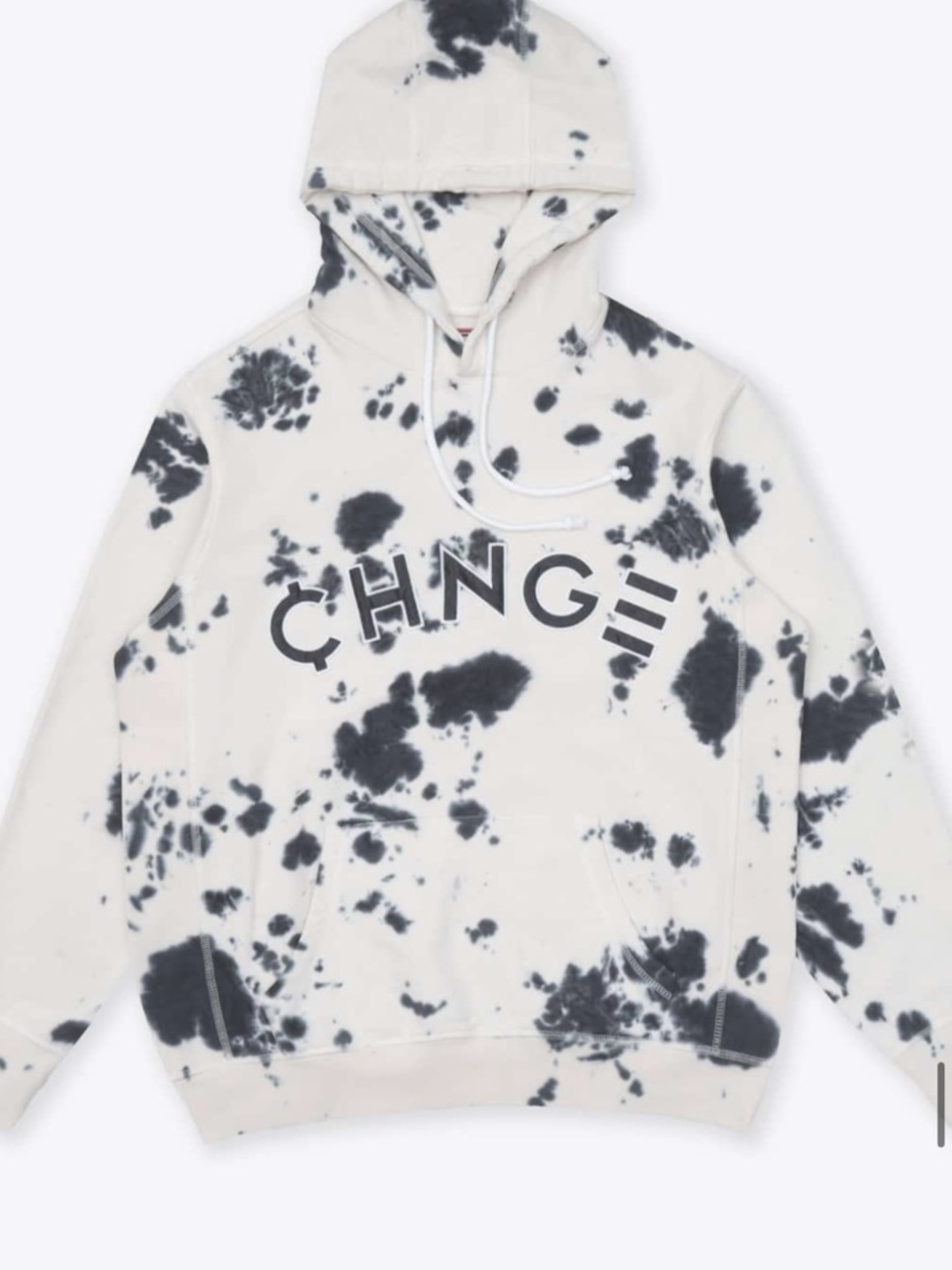 CHNGE XL Cream & Black “Cookies & Cream”Tie-Dye Logo Pullover Hoodie. EUC!